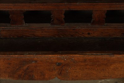 Lot 1160 - AN UNUSUAL 18TH CENTURY PRIMITIVE OAK MINIATURE DRESSER