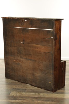 Lot 1160 - AN UNUSUAL 18TH CENTURY PRIMITIVE OAK MINIATURE DRESSER