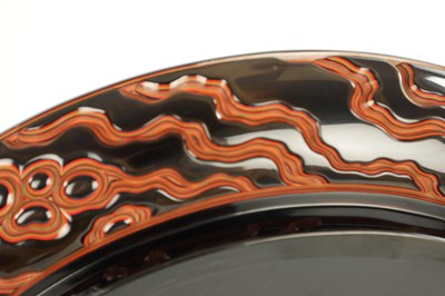 Lot 175 - A BOXED JAPANESE MEIJI PERIOD CARVED LACQUER TRAY BY TSUISHU YOZEI XX