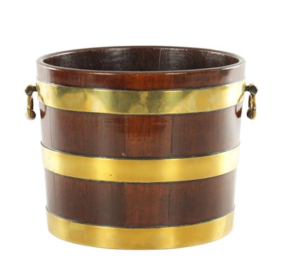 Lot 1244 - A GOOD GEORGE III MAHOGANY COPPERED BUCKET