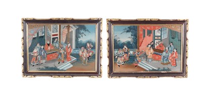 Lot 178 - A PAIR OF CHINESE REVERSE PAINTED PICTURES