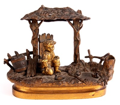 Lot 421 - A 19th Century Gilt Bronze rustic INK STAND...