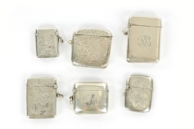 Lot 422 - A COLLECTION OF SIX 20TH CENTURY SILVER VESTA CASES