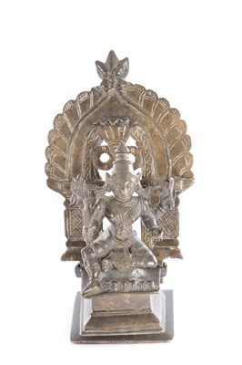Lot 145 - A 19TH CENTURY TIBETAN BRONZE DEITY