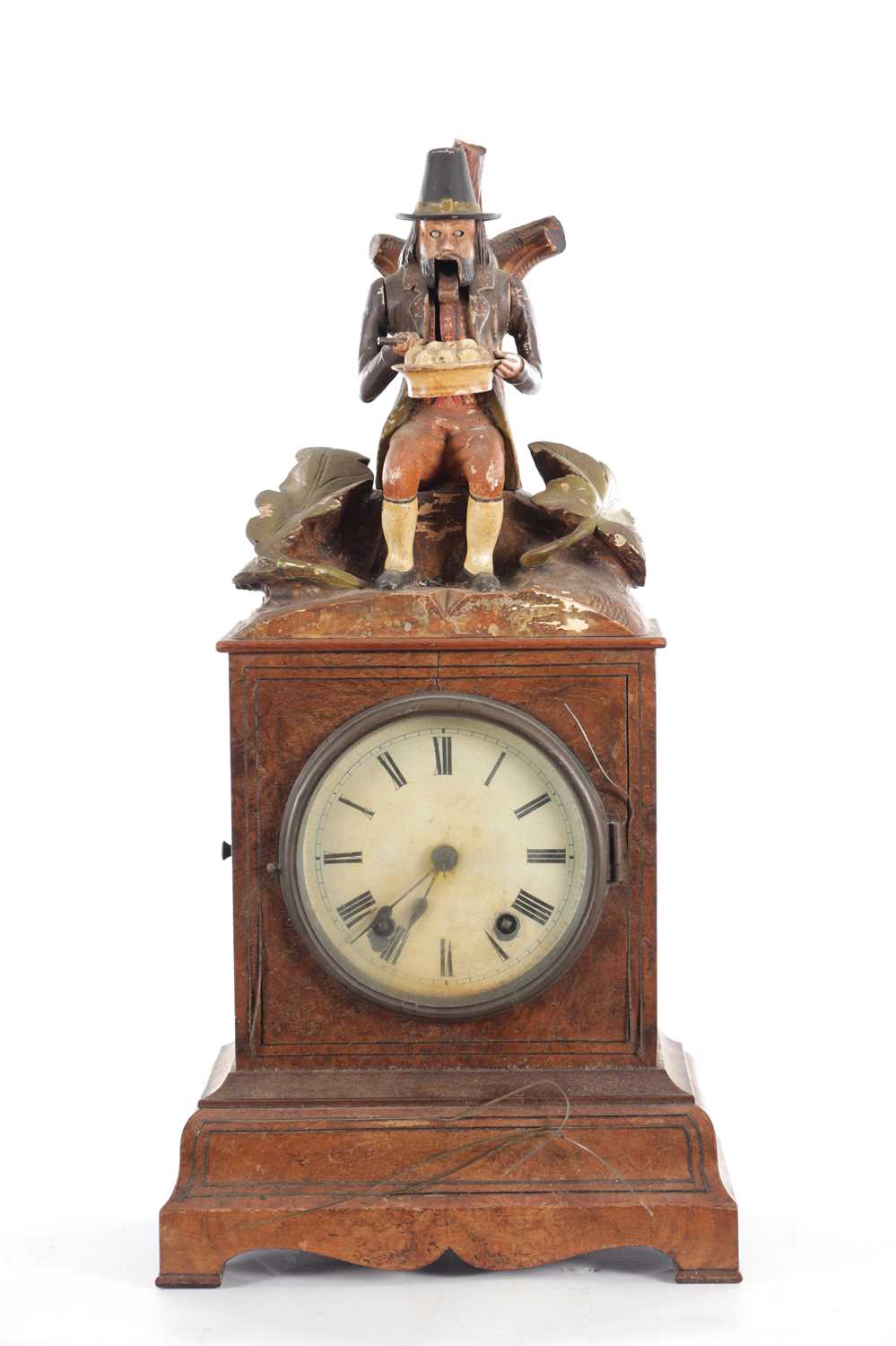 Lot 1006 - A RARE 19TH CENTURY BLACK FOREST AUTOMATION “DUMPLING EATER” MANTEL CLOCK