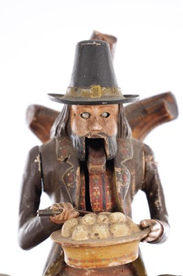 Lot 1006 - A RARE 19TH CENTURY BLACK FOREST AUTOMATION “DUMPLING EATER” MANTEL CLOCK