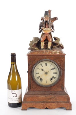 Lot 1006 - A RARE 19TH CENTURY BLACK FOREST AUTOMATION “DUMPLING EATER” MANTEL CLOCK