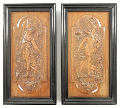 Lot 733 - A PAIR OF 19TH CENTURY CARVED OAK PANELS