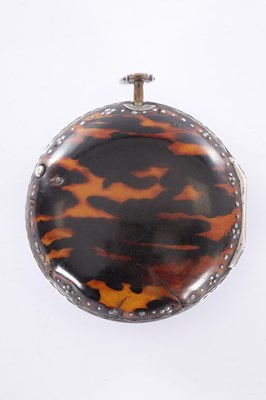 Lot 347 - AN 18TH CENTURY SILVER AND TORTOISHELL PAIR CASED POCKET WATCH BY BENJAMIN BARBER, LONDON