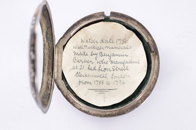 Lot 347 - AN 18TH CENTURY SILVER AND TORTOISHELL PAIR CASED POCKET WATCH BY BENJAMIN BARBER, LONDON