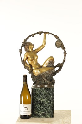 Lot 643 - GEORGES OMERTH (1895 - 1925). A LATE 19TH CENTURY / EARLY 20TH CENTURY GILT FIGURE BRONZE OF A FEMALE SATYR