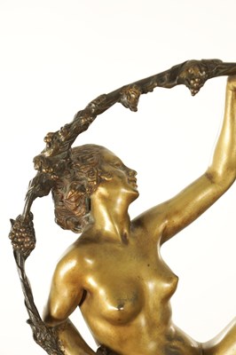 Lot 643 - GEORGES OMERTH (1895 - 1925). A LATE 19TH CENTURY / EARLY 20TH CENTURY GILT FIGURE BRONZE OF A FEMALE SATYR