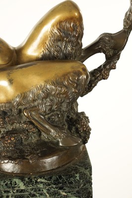 Lot 643 - GEORGES OMERTH (1895 - 1925). A LATE 19TH CENTURY / EARLY 20TH CENTURY GILT FIGURE BRONZE OF A FEMALE SATYR