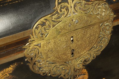 Lot 1274 - A LARGE QUEEN ANNE ENGLISH JAPANNED LACQUERWORK DOMED TRUNK