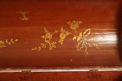 Lot 1274 - A LARGE QUEEN ANNE ENGLISH JAPANNED LACQUERWORK DOMED TRUNK
