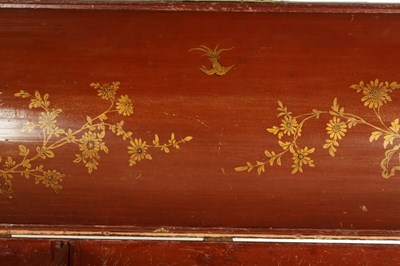 Lot 1274 - A LARGE QUEEN ANNE ENGLISH JAPANNED LACQUERWORK DOMED TRUNK