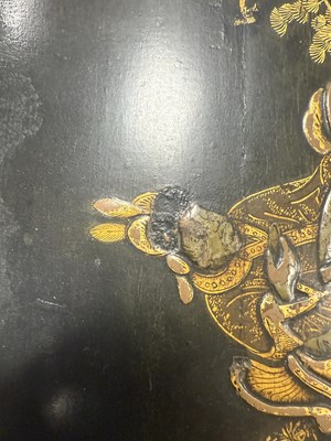 Lot 1274 - A LARGE QUEEN ANNE ENGLISH JAPANNED LACQUERWORK DOMED TRUNK