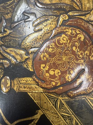 Lot 1274 - A LARGE QUEEN ANNE ENGLISH JAPANNED LACQUERWORK DOMED TRUNK
