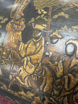 Lot 1274 - A LARGE QUEEN ANNE ENGLISH JAPANNED LACQUERWORK DOMED TRUNK