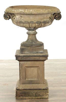 Lot 1299 - A GOOD REGENCY EARTHENWARE NEOCLASSICAL PERIOD GARDEN URN