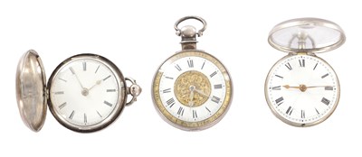 Lot 327 - A COLLECTION OF THREE SILVER CASED VERGE POCKET WATCHES