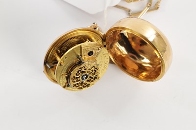 Lot 362 - JAMES PIKE, ELTHAM. A GEORGE III GOLD REPOUSE PAIR CASED POCKET WATCH AND CHAIN