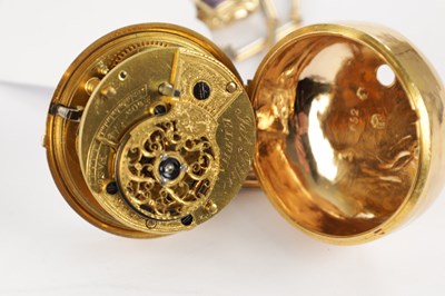 Lot 362 - JAMES PIKE, ELTHAM. A GEORGE III GOLD REPOUSE PAIR CASED POCKET WATCH AND CHAIN