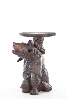 Lot 740 - A GOOD 19TH CENTURY CARVED LINDEN WOOD BLACKFOREST BEAR PIANO STOOL