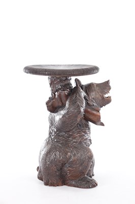 Lot 740 - A GOOD 19TH CENTURY CARVED LINDEN WOOD BLACKFOREST BEAR PIANO STOOL