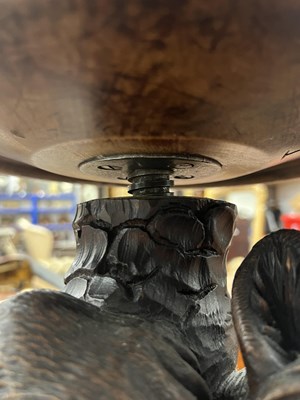 Lot 740 - A GOOD 19TH CENTURY CARVED LINDEN WOOD BLACKFOREST BEAR PIANO STOOL