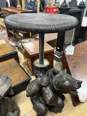 Lot 740 - A GOOD 19TH CENTURY CARVED LINDEN WOOD BLACKFOREST BEAR PIANO STOOL