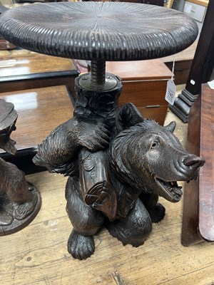 Lot 740 - A GOOD 19TH CENTURY CARVED LINDEN WOOD BLACKFOREST BEAR PIANO STOOL