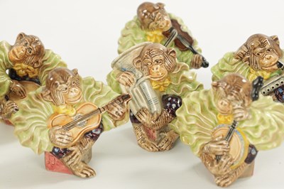 Lot 15 - A SET OF TEN PORCELAIN BESWICK CAT CHORUS FIGURES AND A SET OF SIX PORCELAIN BESWICK MONKEY FIGURES