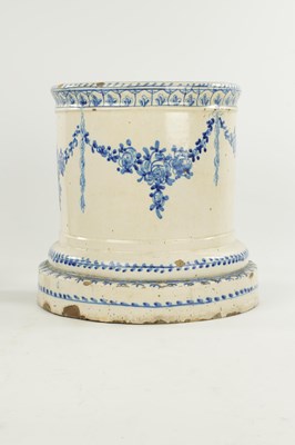 Lot 18 - AN UNUSUAL 19TH CENTURY BLUE AND WHITE DELFT WARE CIRCULAR GARDEN SEAT