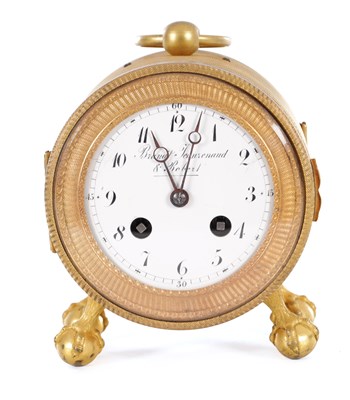 Lot 979 - BRANDT JEANRENAUD & ROBERY. A 19TH CENTURY FRENCH GILT PENDULE D'OFFICIER