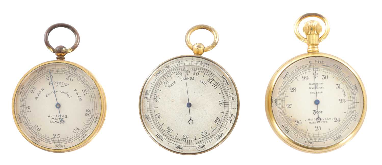Lot 760 - A COLLECTION OF THREE EARLY 20TH CENTURY POCKET BAROMETERS
