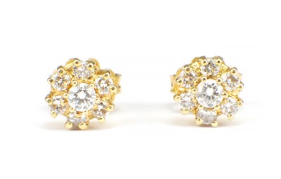 Lot 278 - A PAIR OF 18CT GOLD DIAMOND EARRINGS