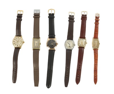 Lot 355 - A COLLECTION OF SIX VINTAGE MANUAL WINDING WRISTWATCHES