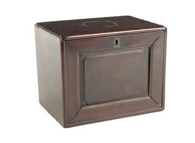Lot 157 - A 19TH CENTURY CHINESE CARVED HARDWOOD TRAVELLING CABINET