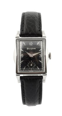 Lot 320 - A 1950'S BULOVA ART DECO STYLE WRISTWATCH