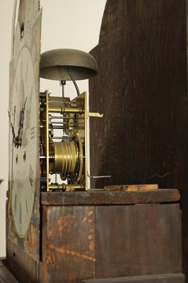 Lot 949 - WILLIAM BICKERSTAFF, LIVERPOOL. A FINE GEORGE III FLAMED MAHOGANY EIGHT-DAY PAINTED DIAL MOON ROLLER LONGCASE CLOCK