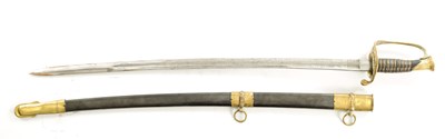 Lot 477 - A US MODEL 1850 UNION STYLE OFFICER'S SWORD WITH STEEL SCABBARD