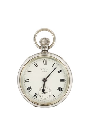 Lot 310 - A SILVER DENNISON CASED OPEN FACED WALTHAM POCKET WATCH