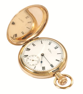 Lot 361 - A GOLD FILLED FULL HUNTER WALTHAM "RIVERSIDE" POCKET WATCH