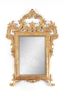 Lot 1248 - A 19TH CENTURY CARVED GILT WOOD HANGING MIRROR