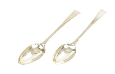 Lot 381 - A PAIR OF GEORGE III SILVER TABLESPOONS
