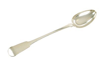 Lot 453 - A GEORGE III SILVER FIDDLE PATTERN BASTING SPOON