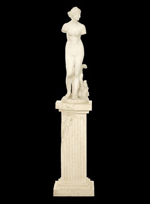 Lot 673 - A LARGE LATE 19TH CENTURY CARVED WHITE MARBLE SCULPTURE OF MEDICI VENUS