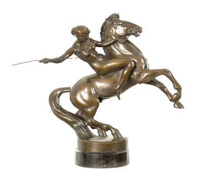 Lot 665 - ANTON GRATH (1881-1956) AN EARLY 20TH CENTURY ART DECO BRONZE SCULPTURE OF DIANNA THE HUNTRESS