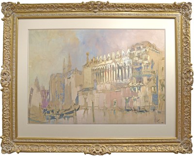 Lot 859 - A WILLIAM WALCOT (1874–1943) WATERCOLOUR, ‘VENICE, ITALY’, 1942